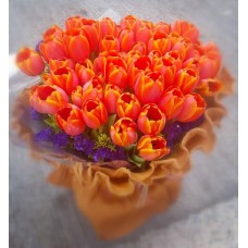 50pcs Orange Tulips Bouquet